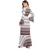 2022 Floral Print  Sexy V Neck High Split Flare Sleeve Summer Maxi Boho Dresses