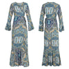 2022 Floral Print  Sexy V Neck High Split Flare Sleeve Summer Maxi Boho Dresses