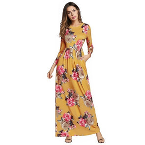 2022 Summer Floral Print Dress Boho Casual Tunic Long Sleeve Women Party Dress