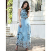 Bohemian Sexy Off Shoulder Floral Print Casual Chiffon Belt Dress