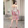 Floral Print Strapless Dress Bohemian Sexy Backless Midi Dresses