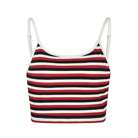 Women Striped Knitted Cotton Crop Top