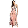 Bohemian Halter Chiffon Strapless Floral Print Dress Pleated Dress