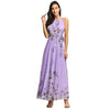 Bohemian Halter Chiffon Strapless Floral Print Dress Pleated Dress