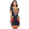 Summer Print Dress Boho Sheath Tunic V Neck Short Sleeve Midi Dresses