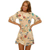 Summer Floral Print O Neck Mini Dress Casual  Female Dresses