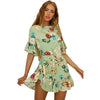 Summer Floral Print O Neck Mini Dress Casual  Female Dresses