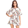 Women Summer Floral Print O Neck Casual Flare Sleeve Dresses