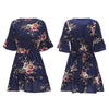 Summer Floral Print O-neck Casual Flare Sleeve Short  Women Mini Dress