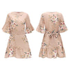 Summer Floral Print O-neck Casual Flare Sleeve Short  Women Mini Dress