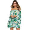 Women Summer Floral Print Mini Sexy Long Sleeve Party  Dresses