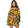 Women Summer Floral Print Mini Sexy Long Sleeve Party  Dresses