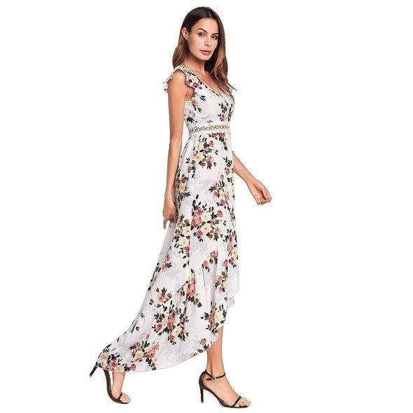 Women Summer  Print Lace Backless Party  Boho Lining  Dress