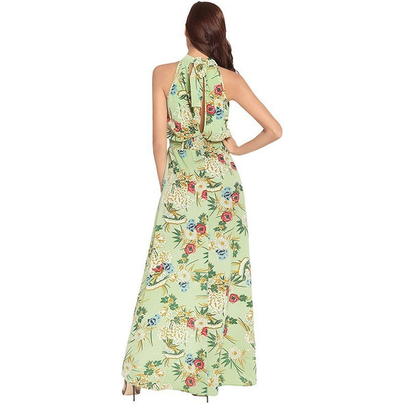 2022 Women Summer Boho Dress Off Shoulder Long Floral Print Dresses