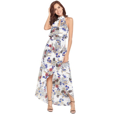 2022 Women Summer Boho Dress Off Shoulder Long Floral Print Dresses