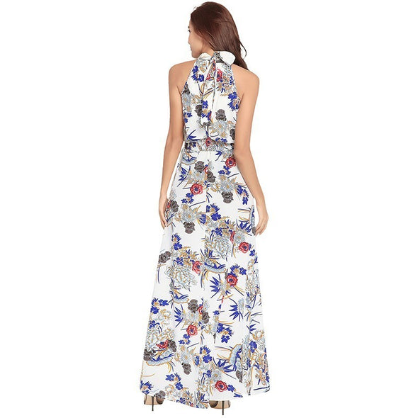 2022 Women Summer Boho Dress Off Shoulder Long Floral Print Dresses