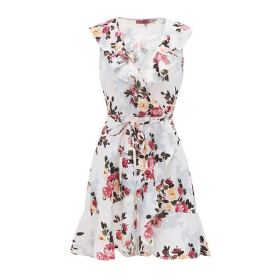 Sexy Deep V Neck Floral Print Sleeveless Tank Summer  Mini Dresses