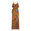 Fashion V Printing Lotus Irregular Dress Woman