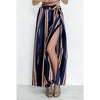 Women Cotton Spandex Loose Chiffon Stripe Pants