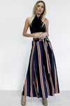 Women Cotton Spandex Loose Chiffon Stripe Pants