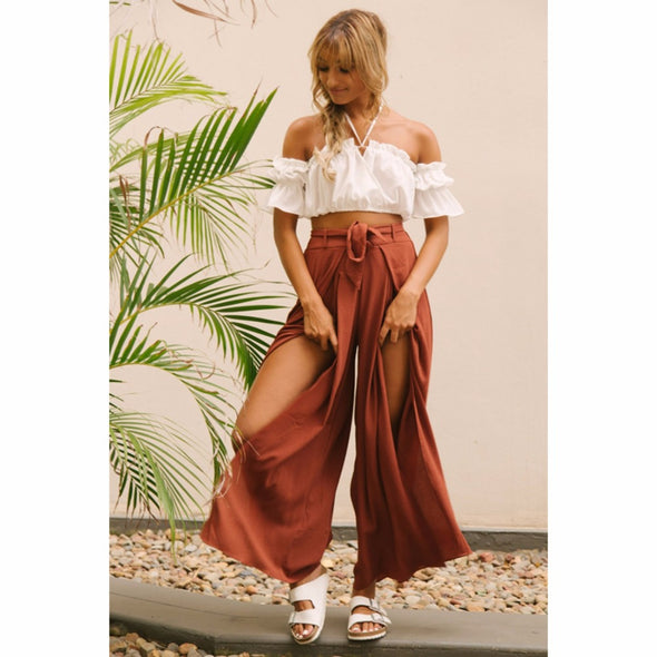 Women irregular  straight loose high waist casual pants