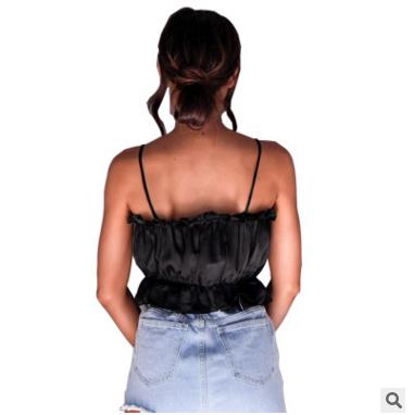 Women's sling versatile vest sexy pleated tube top