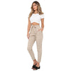 Women Regular Cotton High Waist Plaid Pants