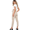 Women Regular Cotton High Waist Plaid Pants