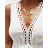 Women summer romper V neck white jumpsuit