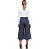 Women casual loose blue striped wide leg pants