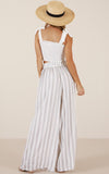 Sexy Striped High Waist Women Pants Casual  Wide Leg Pants Elastic Pockets