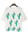 Women Summer Loose Print Cactus Casual Tshirt