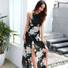 summer streetwear black long chiffon dresses for girl backless floral print