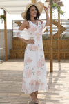 Elegant long maxi  women summer white casual chiffon dress