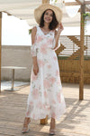 Elegant long maxi  women summer white casual chiffon dress