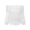 Woman Cotton Woven Full Button Solid Square Collar Strapless Long Sleeve Top