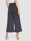 New Hot Fashion Women Fashion Striped Belt Wide-leg Pants Casual Pants