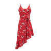 Chiffon Print Sexy Strap V-neck Backless Red Dress