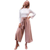 The Belt Mid Waist Casual Loose Cotton Wide-Leg Pants