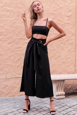 The Belt Mid Waist Casual Loose Cotton Wide-Leg Pants