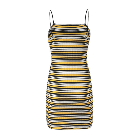 Women Mesh Fashion & Sexy Striped Irregular Dress