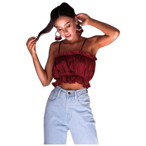 Women's sling versatile vest sexy pleated tube top