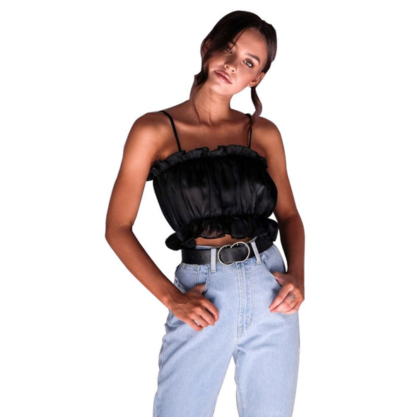 Women's sling versatile vest sexy pleated tube top