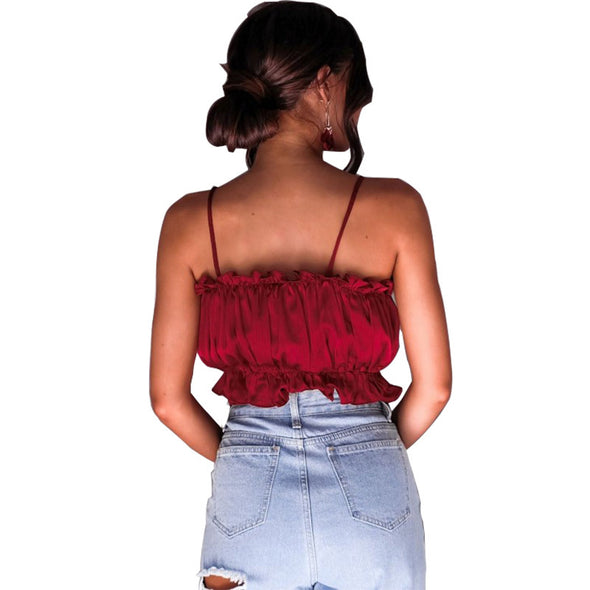 Women's sling versatile vest sexy pleated tube top