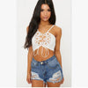 Summer solid color stitching cutout slim sling top