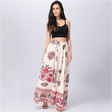 Bohemian Floral A-line None Floor-length Skirts