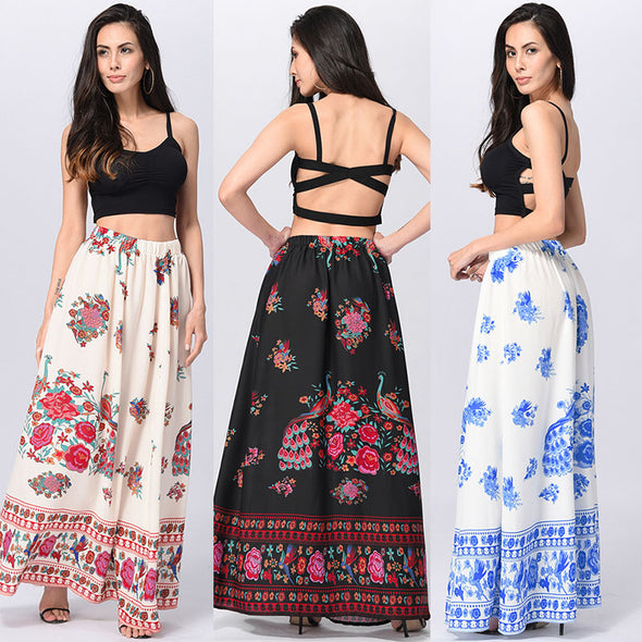 Bohemian Floral A-line None Floor-length Skirts