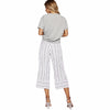 2022 Fashion  Casual Loose Striped White Wide Leg Pants