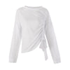 Fasion Spandex Knitted Full Tassel O-neck Solid Long Sleeve Sweater