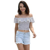 Fashion Polka Dot Crop Sexy Off Shoulder Ruffles Elastic Shirts